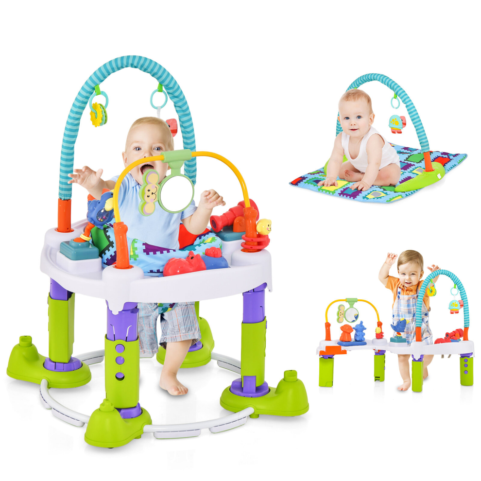 4-in-1 Baby Bouncer Activity Center Bouncing Activity Saucer & Activity Table