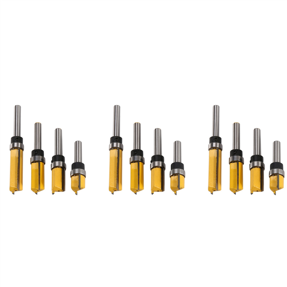 12Pcs Flush Trim Router Bits Top Bearing Router Bit 1/4 Inch Straight Pattern Template Router Bit