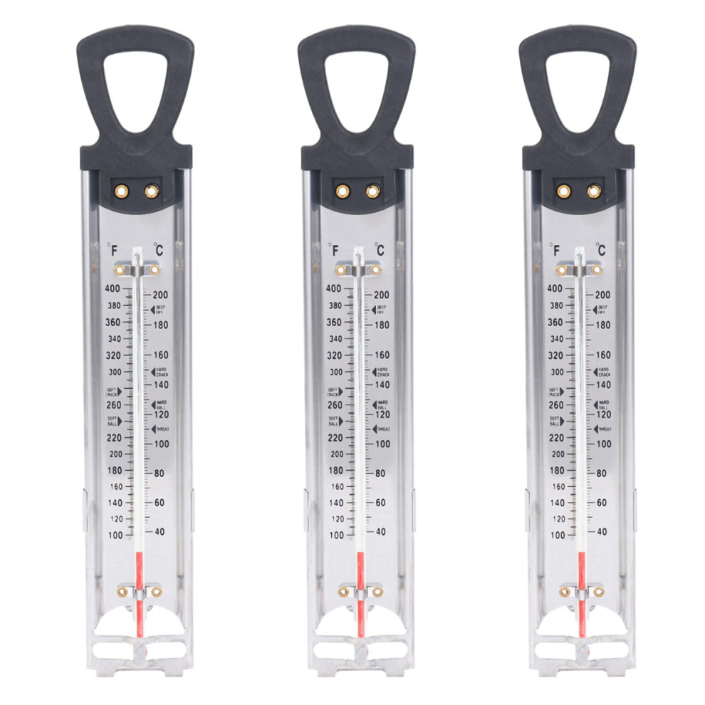 Spactz 3X Candy/Jelly/Deep Fry Thermometer, Stainless Steel, With Pot Clip Attachment And Quick Reference Temperature Guide