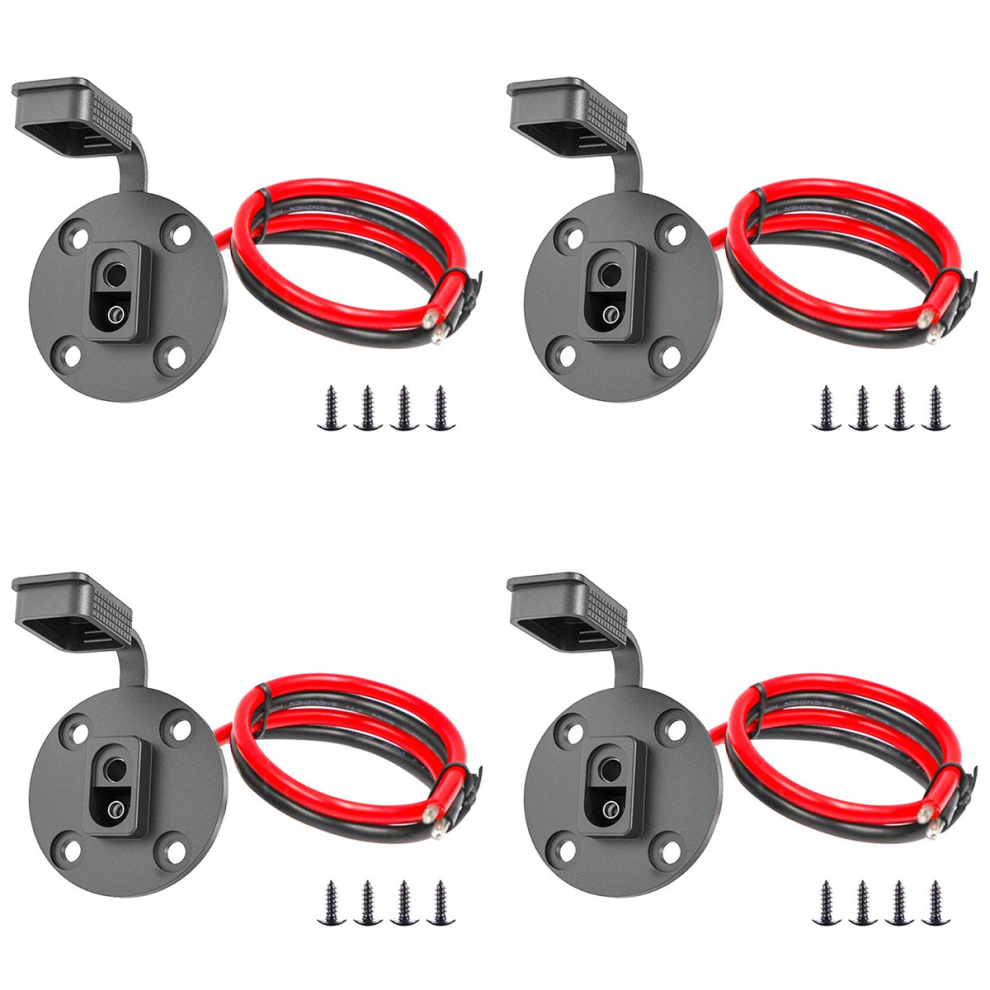 4X Solar Weatherproof Sae Socket Sidewall Port, Sae Cable Quick Connect Panel Mount Universal Flush-Mountable Connector 4761153813478