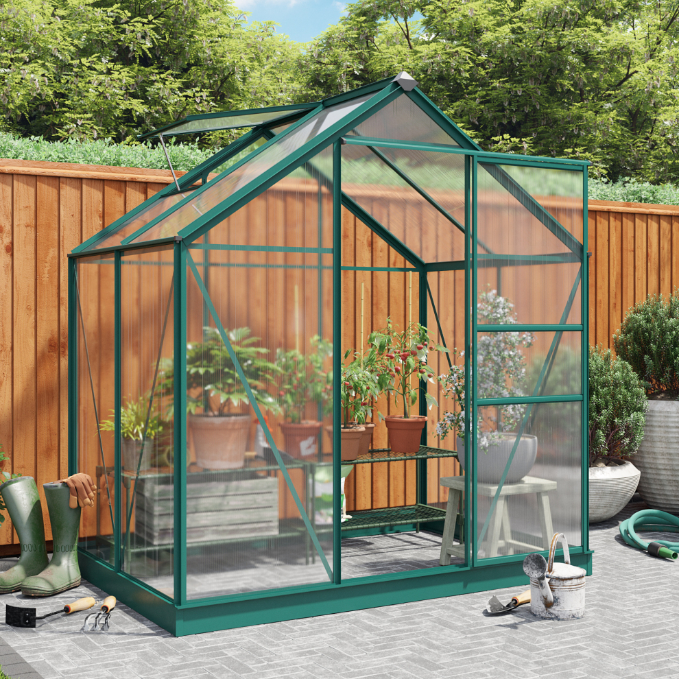 (6 x 4, Green) BillyOh Rosette Hobby Aluminium Polycarbonate Greenhouse