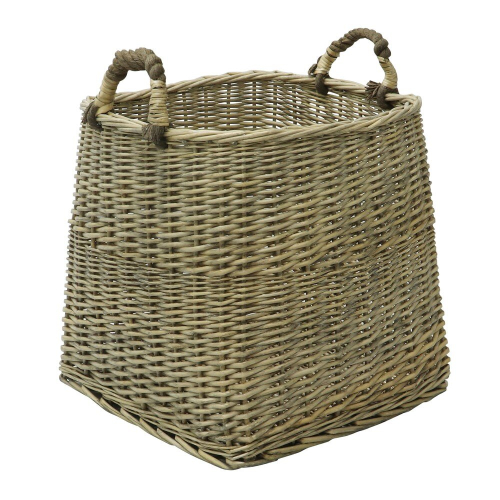 Antique Wash Square Log Basket 1