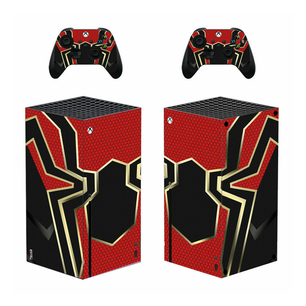Newjass Xbox Series X Console Controllers Skins Vinyl Decals Iron Spiderman Logo Marvel