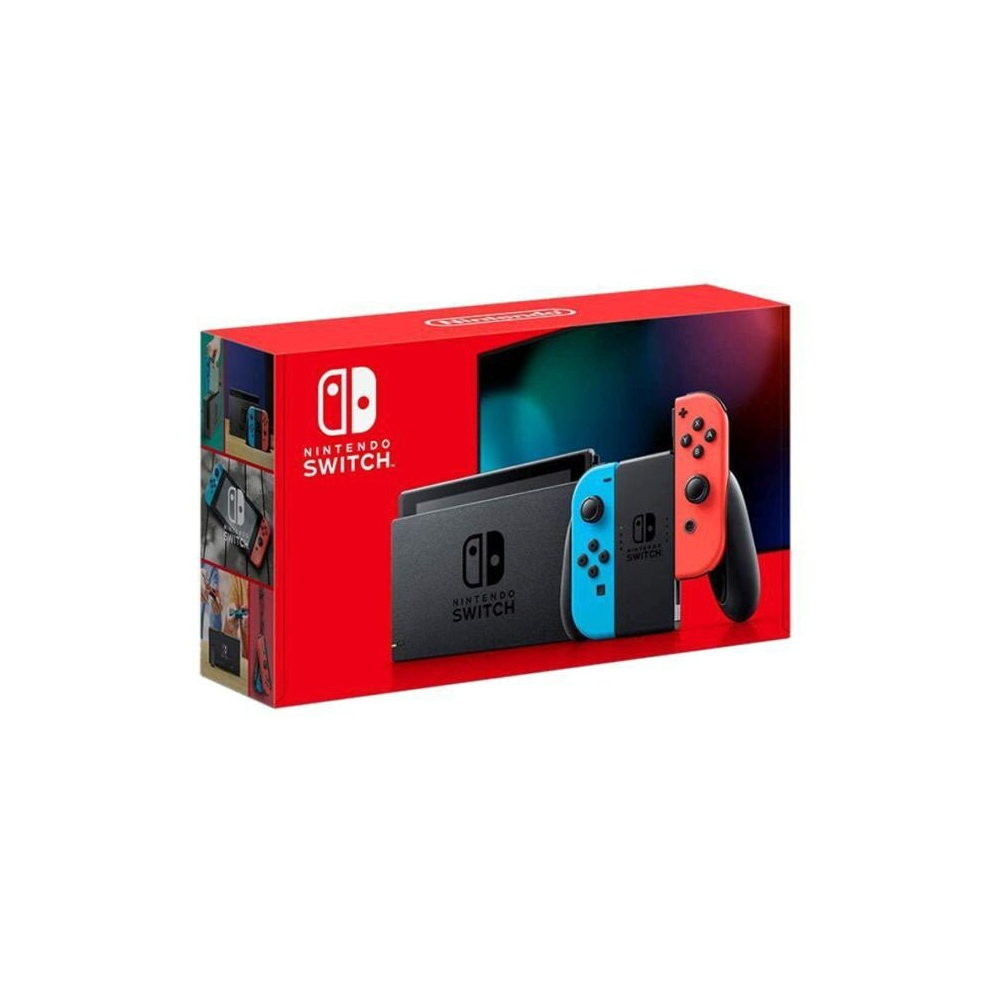 Nintendo Switch Console Extended Battery with Neon Blue and Red Joy Con Enhanced Battery Life for Extended Gaming Sessions