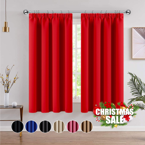PONY DANCE Black Blackout Curtains Pencil Pleat - Thermal Curtains