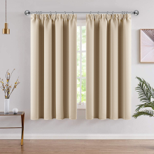 (66" x 54" (168cm x 137cm), Cream- Pencil Pleat) Pencil Pleat Blackout Curtains For Living Room