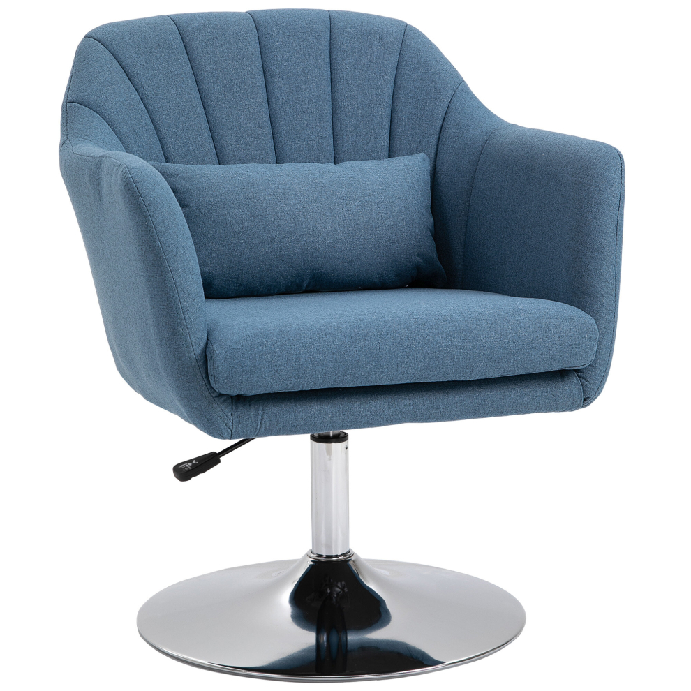 Homcom Stylish Retro Linen Swivel Tub Chair Steel Frame Cushion Seat Blue