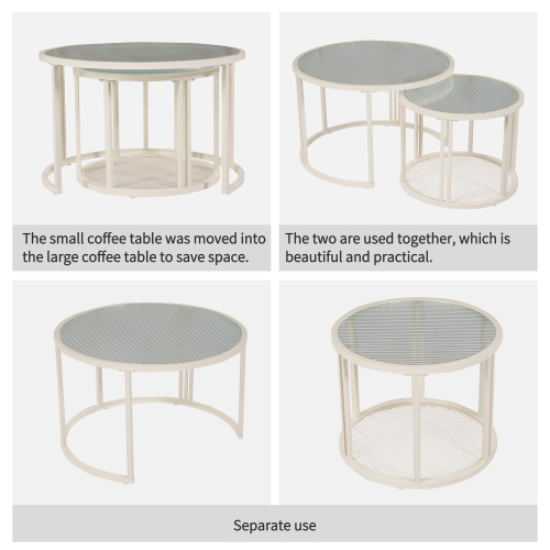 Multifunctional Cream Coffee Table Set of 2, Fashion and Light Luxury on OnBuy