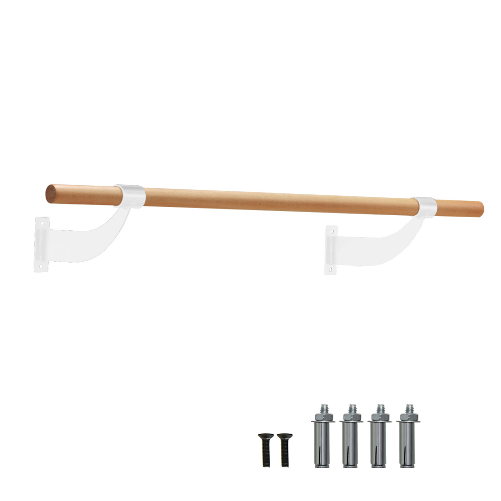 Costway Wall-Mounted Ballet Barre 4 Ft Single Ballet Bar Beech Wood Ballet Equipment