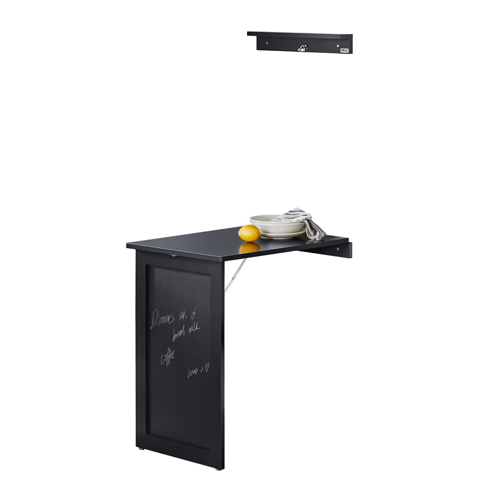 SoBuy FWT20-SCH, Wall-mounted Drop-leaf Table with Memo Board, Black