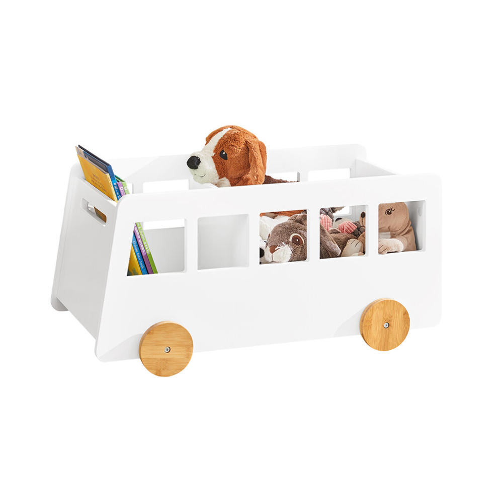 SoBuy KMB41-W, Children Kids Bookcase Book Shelf Toy Shelf with Wheels
