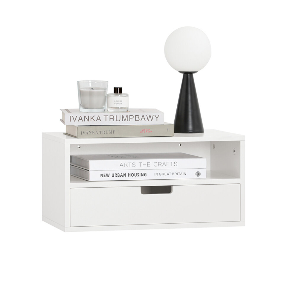 SoBuy NKD03-W, Floating Wall-mounted Bedside Table Cabinet with Drawer