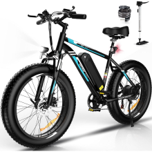 (Blue) HITWAY Electric Bike,26" Ebikes, 90KM Hybrid Bike