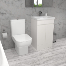 Alaska 500mm Gloss White Basin Vanity & Bleu Close Coupled Toilet White