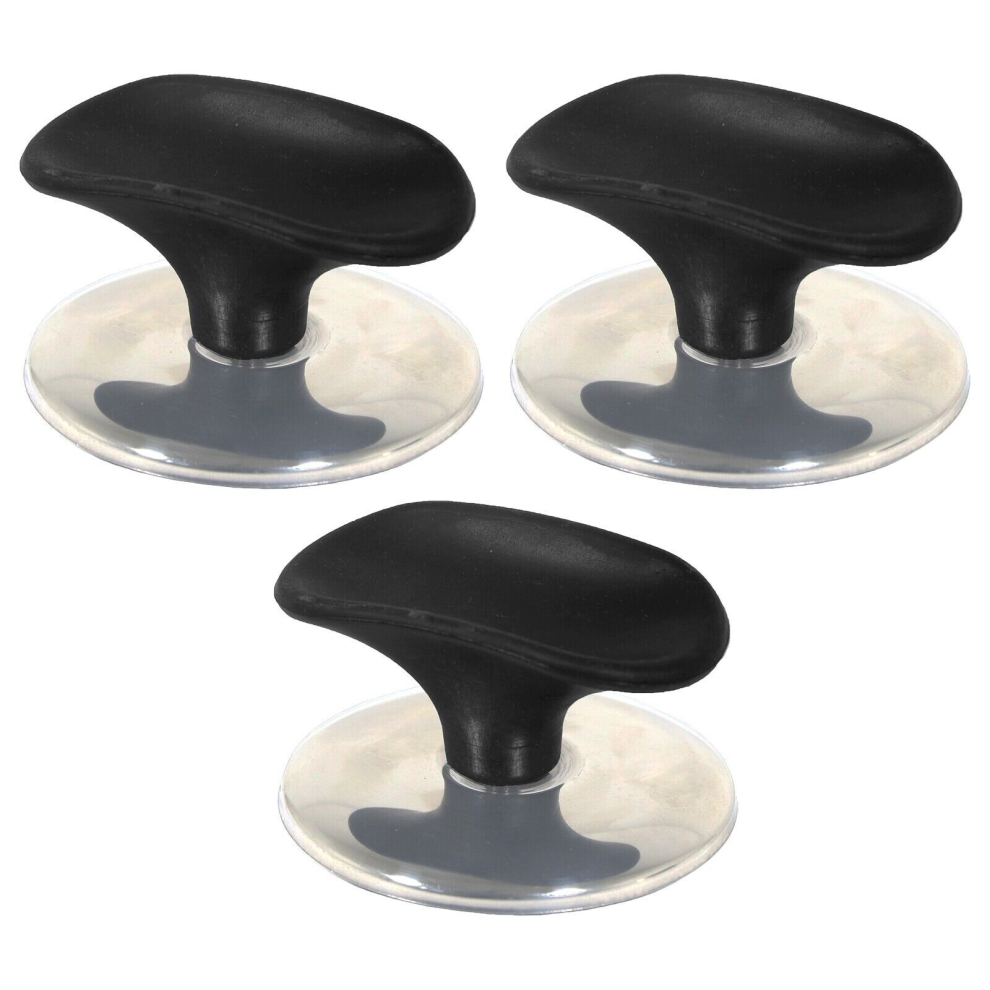 Universal Pan Lid Handle 6cm Saucepan Slow Cooker Steamer Pot Knobs (Black / Chrome Silver, Pack of 3)