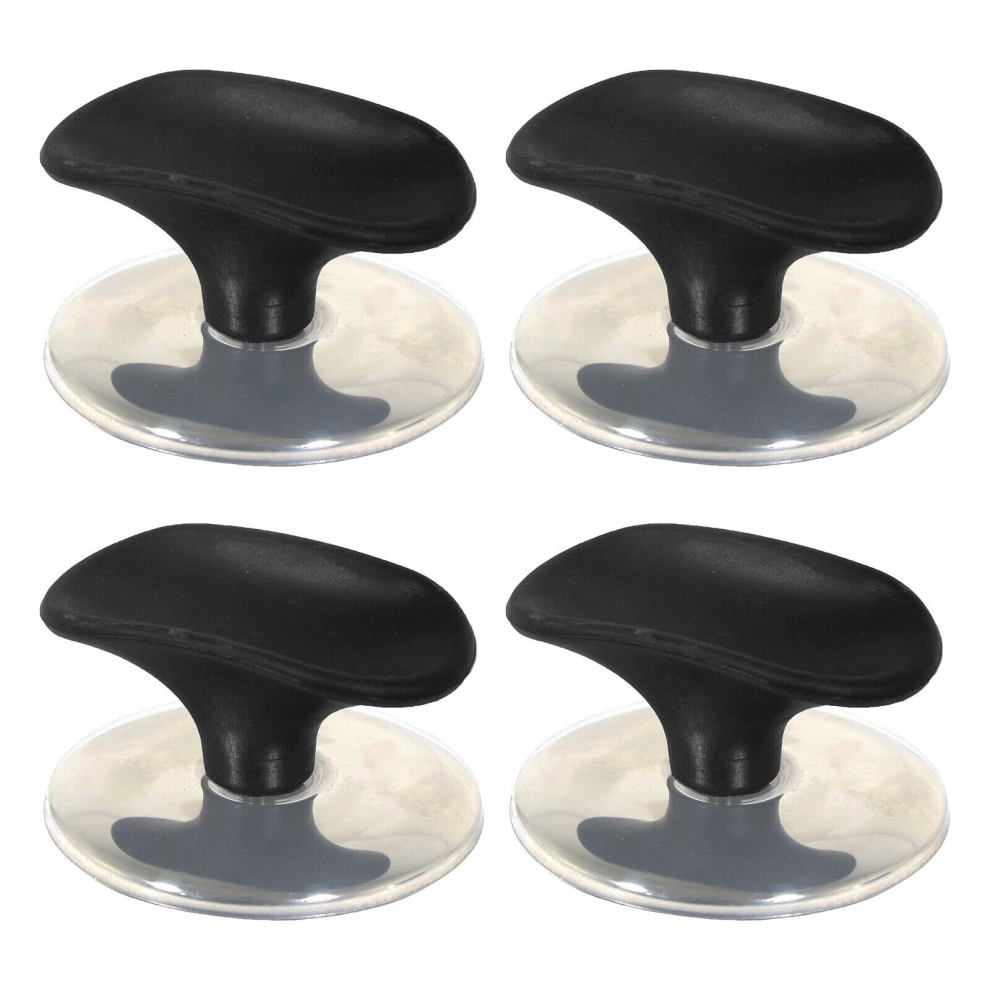 Universal Pan Lid Handle 6cm Saucepan Slow Cooker Steamer Pot Knobs (Black / Chrome Silver, Pack of 4)