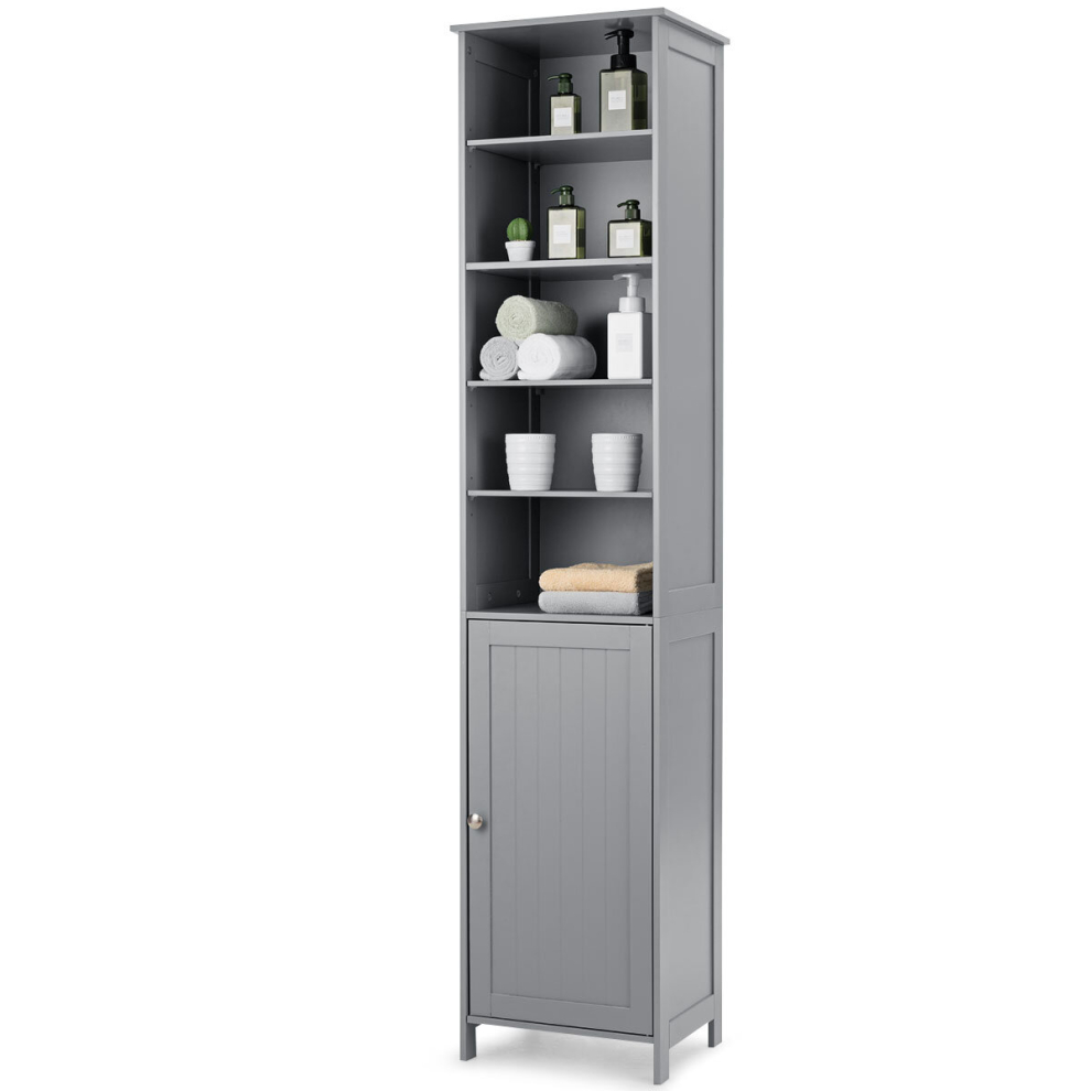 Bathroom Tall Cabinet Slim Freestanding Storage Organizer W/ Adjustable Shelves