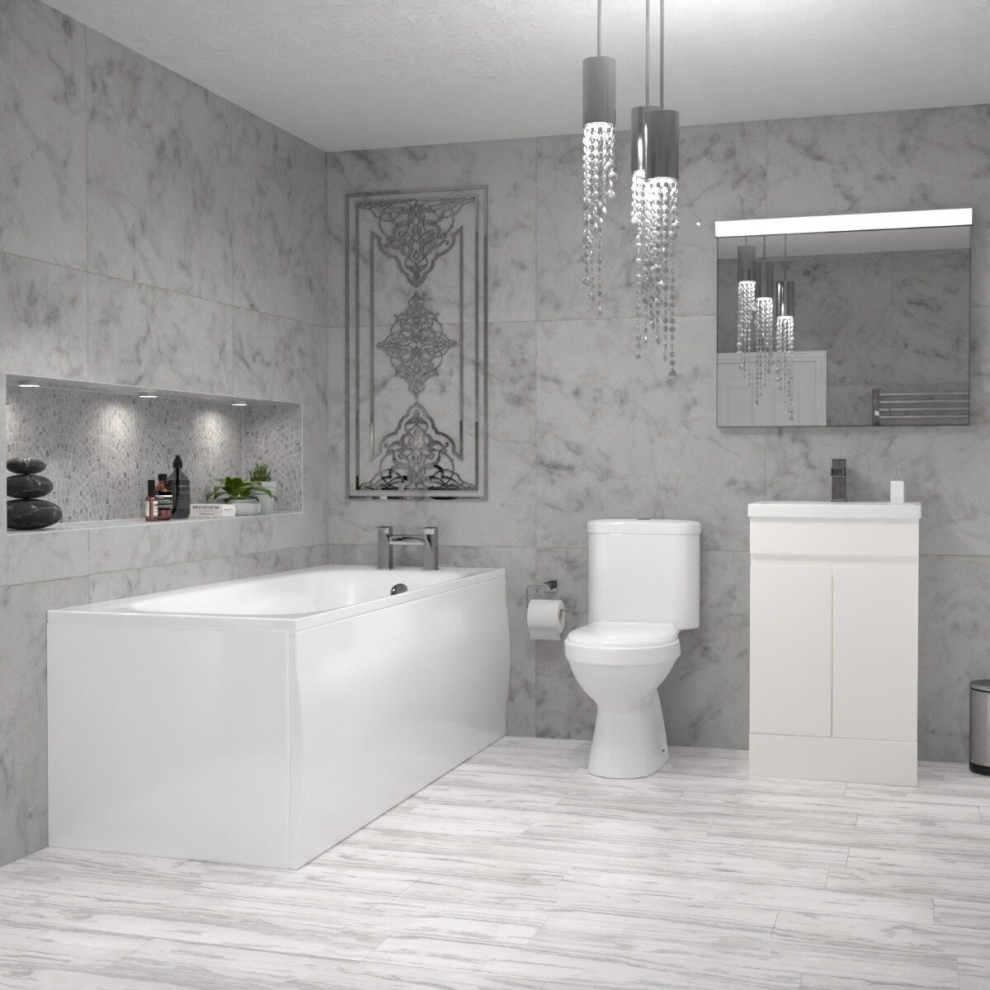 Nes Home Alaska 1700mm Round Bath,500mm Basin Vanity,Close Coupled Toilet