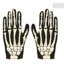 Large Child Kids Ladies Skeleton Bone Print Gloves Halloween Fancy Dress