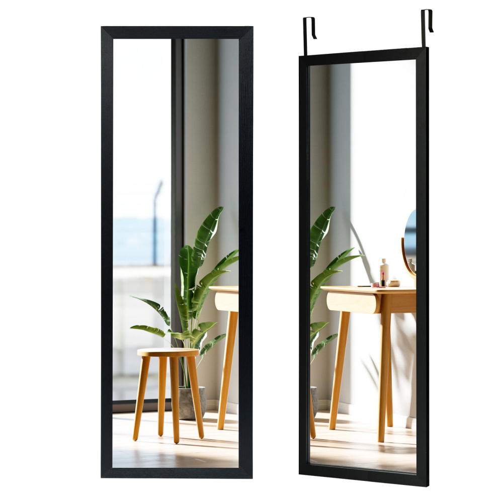 120 x 37cm Full Length Mirror Over the Door Wall Mirror w/ Hanging Hooks-image-OPC-PD2HRQH-NEW