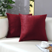 (Burgundy/ Red- Plain Velvet Cushion Cover) Soft Velvet Cushion Covers For Sofa Bed Couch