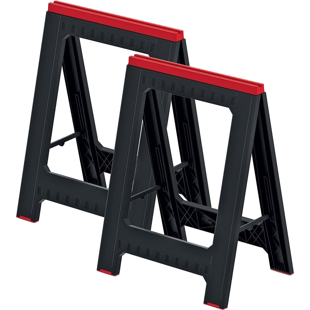 Work Bench 350kg Folding Saw Horse Trestle Twin Pack Pair Trestle
