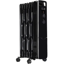 7 Fin Oil Filled Radiator 1500w with Adjustable Thermostat 3 Heat Setting Heater Black