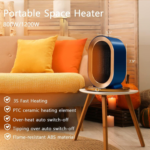 Ceramic Plug in Fan Heater,1200W Compact Portable Fan Heater 2