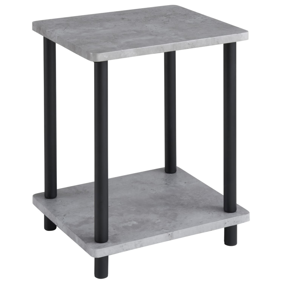 2 Tier Side Table Concrete Effect Top with Shelf Living Room Coffee End Table