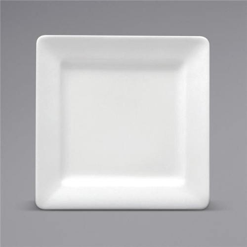 7.25 in. Bright White Ware Rolled Edge Porcelain Square Plate