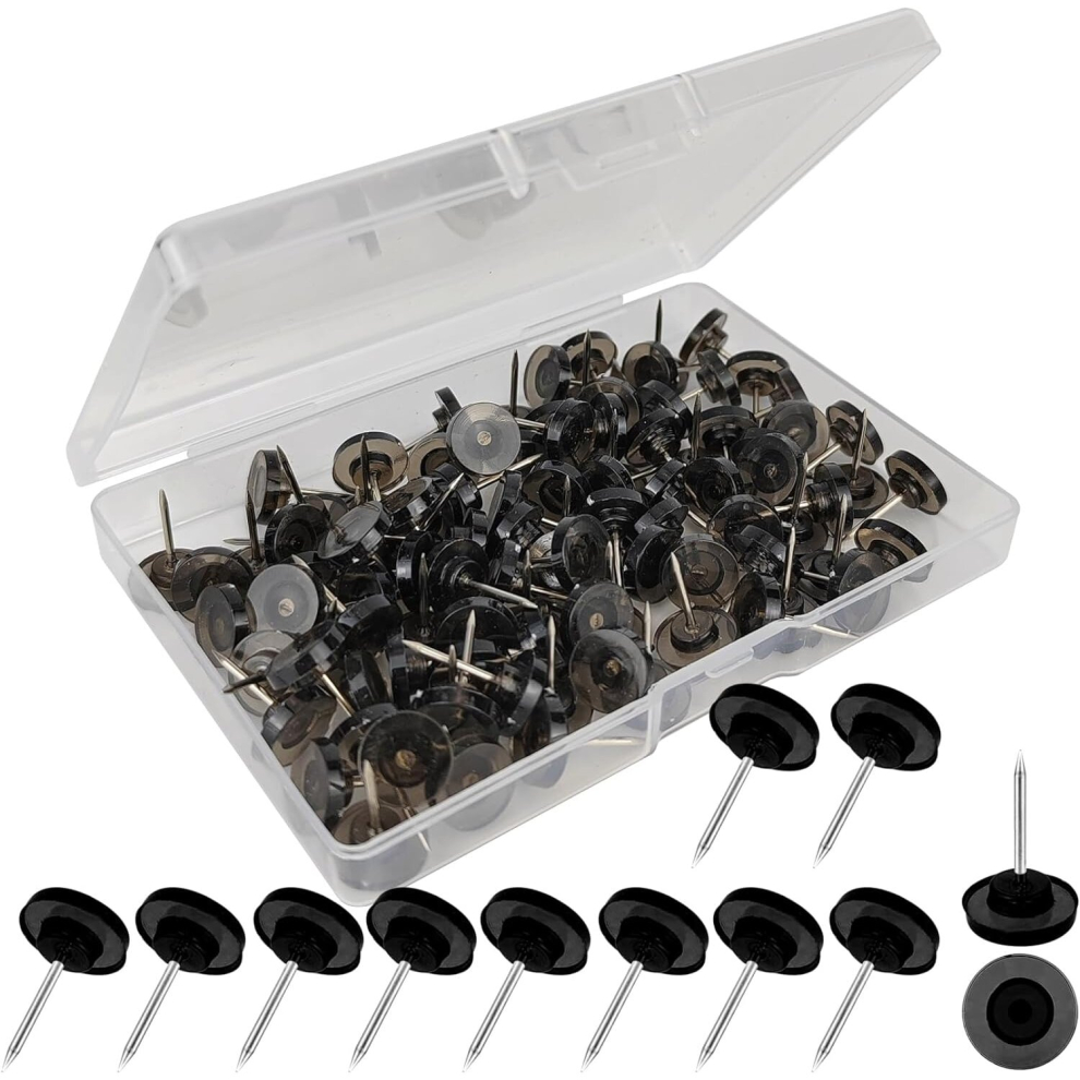 150 Pcs Black Push Pins, Flat Thumb Tacks, Pushpins For Cork Board, Bulletin Board, Wall Hanging (Black, 150) 7770197827638
