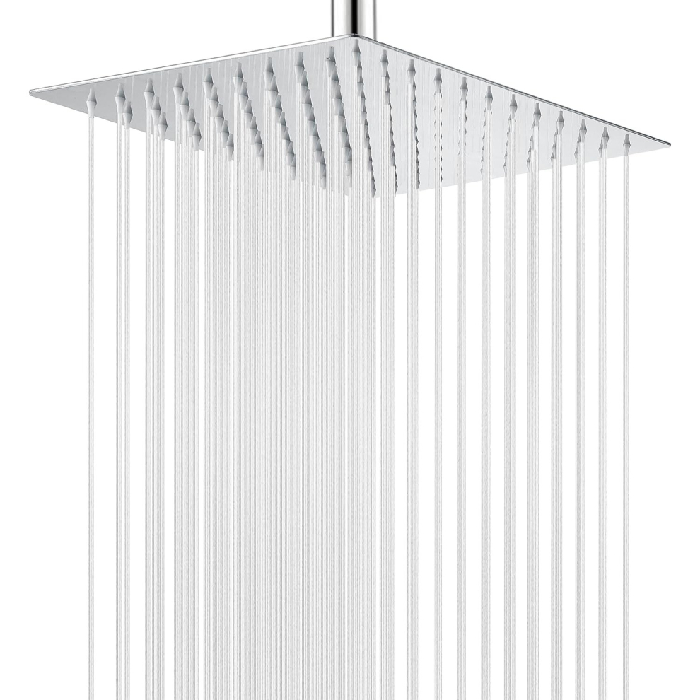 Rain Shower Head, 10 Inches Rainfall Shower Head Square, Large Stainless Steel Bathroom Waterfall Shower Head High Pressure, Chrome Finish-image-OPC-PD2KBXK-NEW