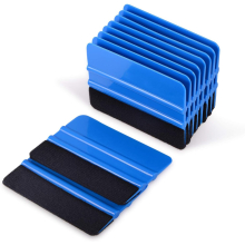 10pcs Vinyl Squeegee Felt Edge Squeegee Wallpaper Smoothing Tool Window Tint Squeegee 4 Inch Car Vinyl Scraper Black Fabric Felt Edge-Blue