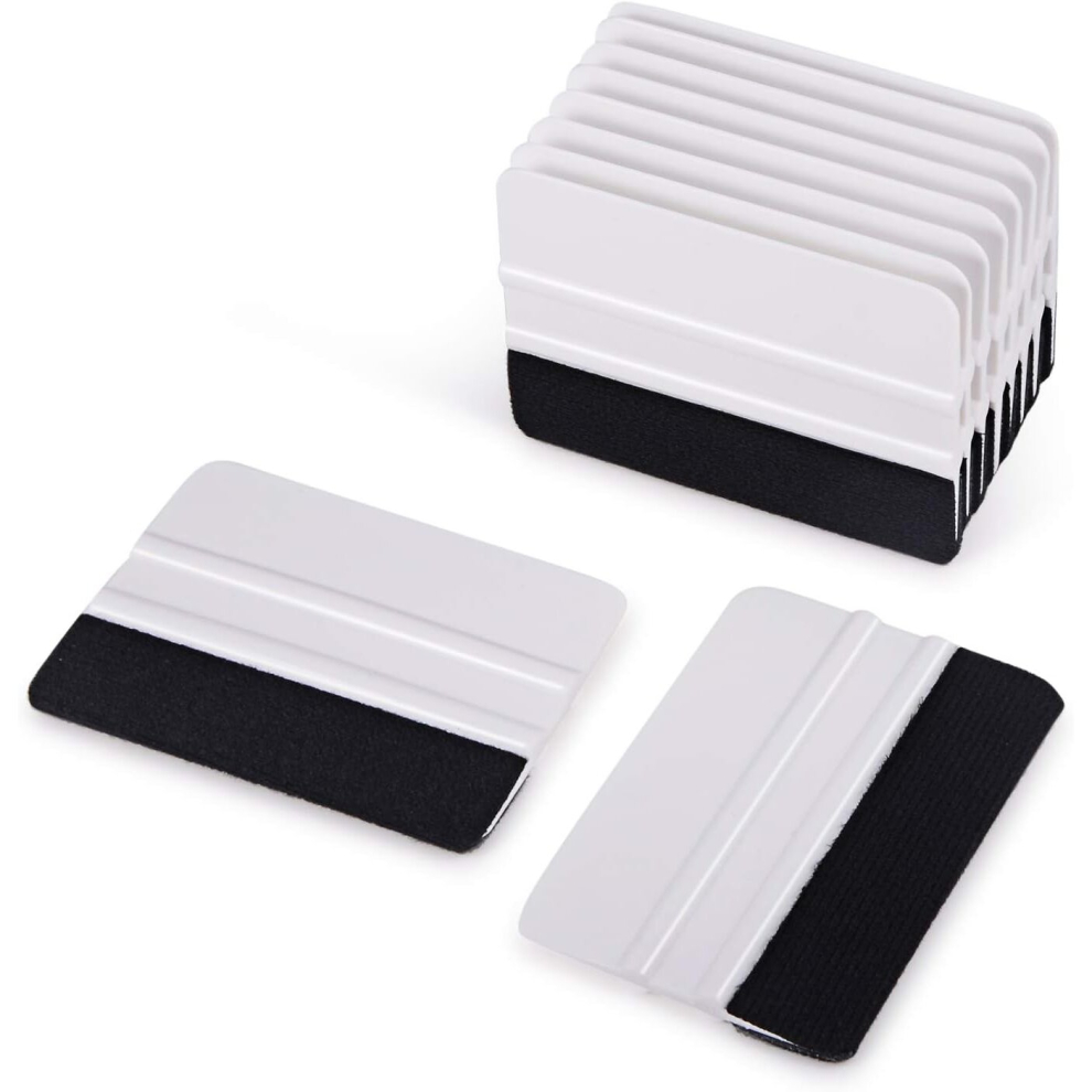 10Pcs Vinyl Squeegee Felt Edge Squeegee 4 Inch Car Vinyl Scraper Decal Applicator Window Tint Tool With Fabric Felt Edge- Black/White 7770197828758
