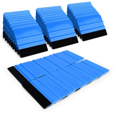 50pcs Vinyl Squeegee Bulk Felt Edge Squeegee 4 Inch Car Vinyl Scraper Decal Applicator Window Tint Tool with Black Fabric Felt Edge-Blue