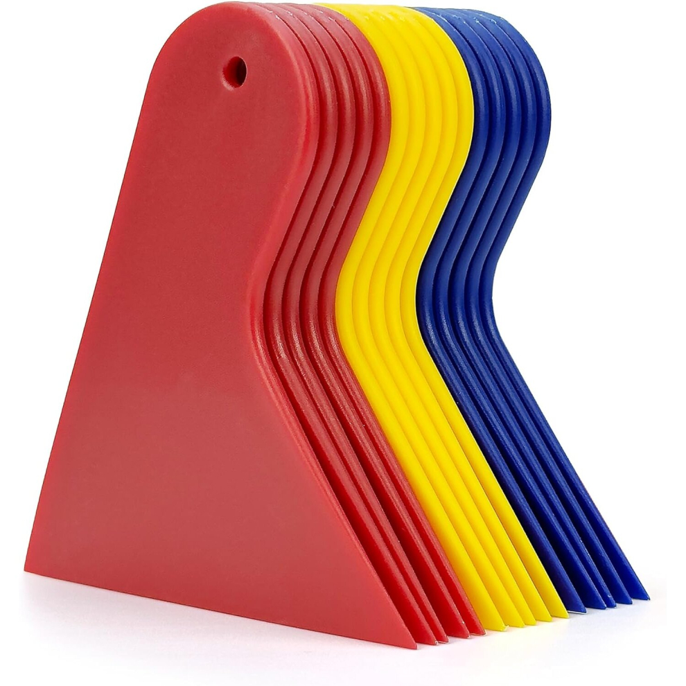 Plastic Small Scraper Set, Vinyl Wrap Squeegee, Decal Applicator, Window Tint Squeegee, Car Body Filler Spreaders,(15Piece,Three Colors) 7770197828840