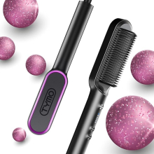 Hair Straightener Brush - TYMO RING Curly Hair Straightener with 20s Fast Heating, 5 Thermostatic Level Hot Hair , 30 Minute Auto-Off & 110V-240V