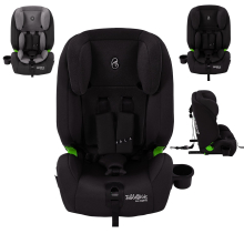 FableKids i-Size Car Seat with Isofix for 76-150 cm | 3-Point Harness, 8-Way Headrest & Cup Holder | Black
