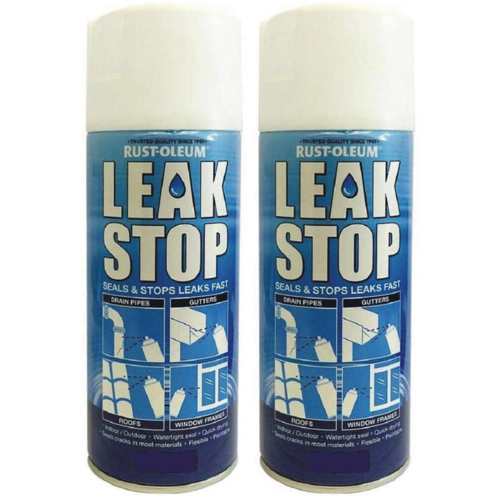 2 x 400ml White Leak Stop Spray Plumbring Pipe Fix Repair Watertight