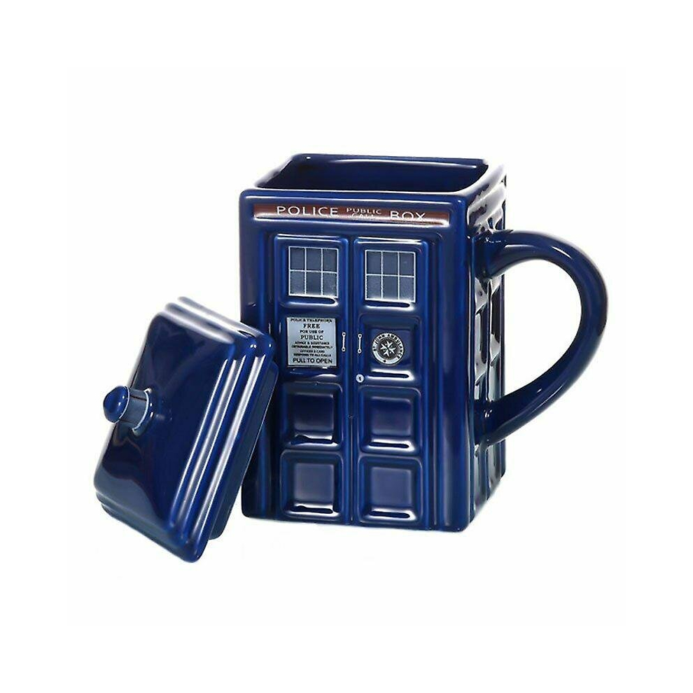 Doctor Who Tardis Mug Coffee Tea Cup Police Box Ceramic Mug With Lid Cover Birthday Gift