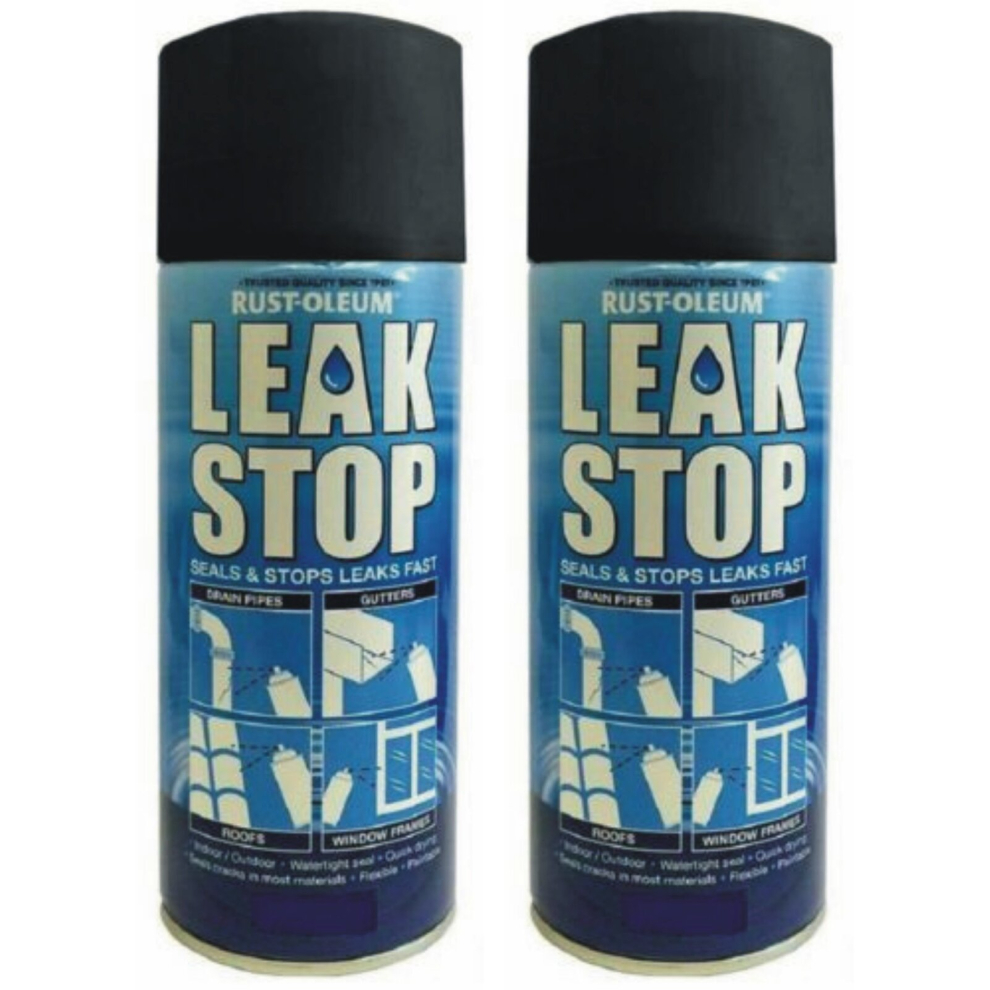 2 x 400ml Black Leak Stop Spray Plumbring Pipe Repair Watertight Seal