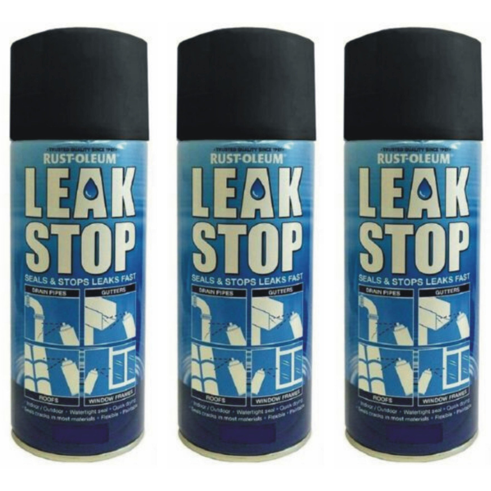 3 x 400ml Black Leak Stop Spray Plumbring Pipe Repair Watertight Seal