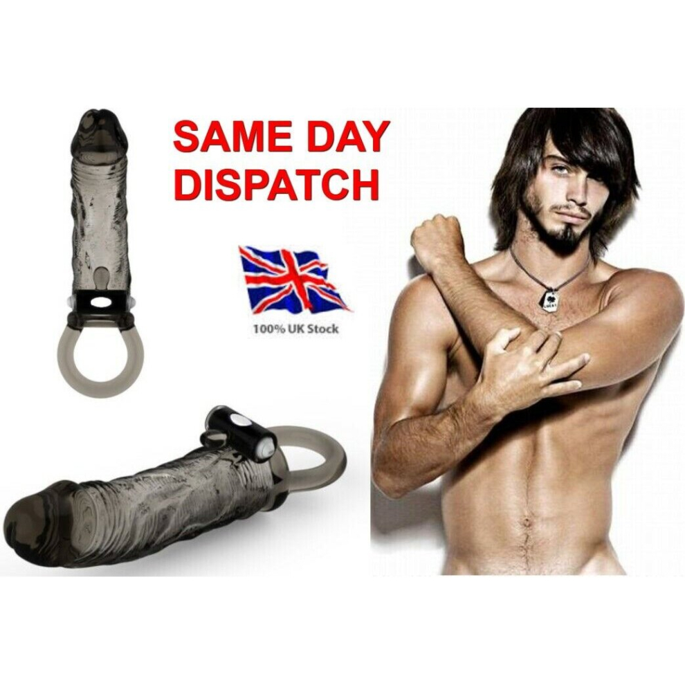 Cock Ring Vibrating Penis Sleeve Extender Enlarger Extra Length & Girth Sex Toys