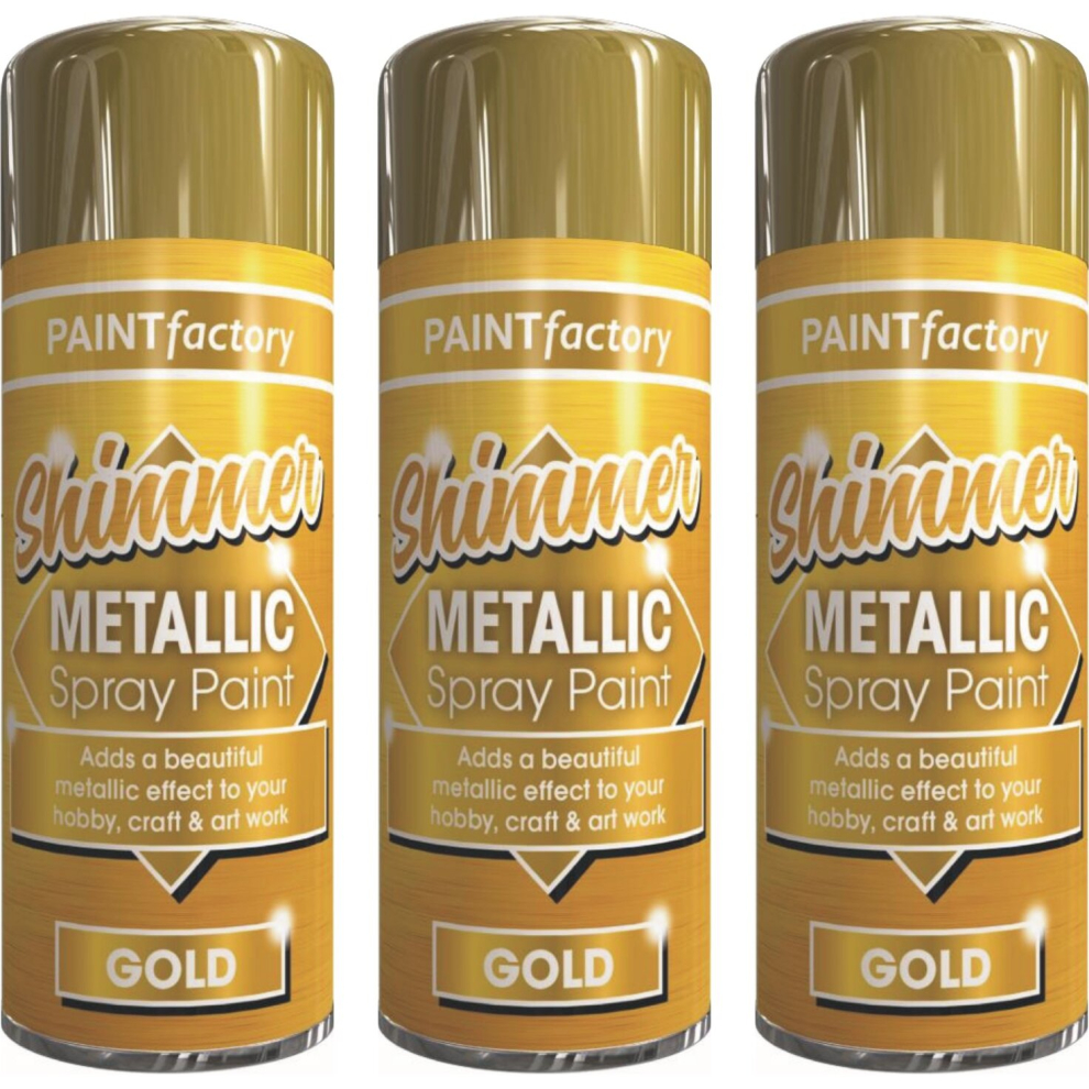 3 x 200ml Shimmering Metallic Gold Spray Paint Matt Gloss Wood Metal