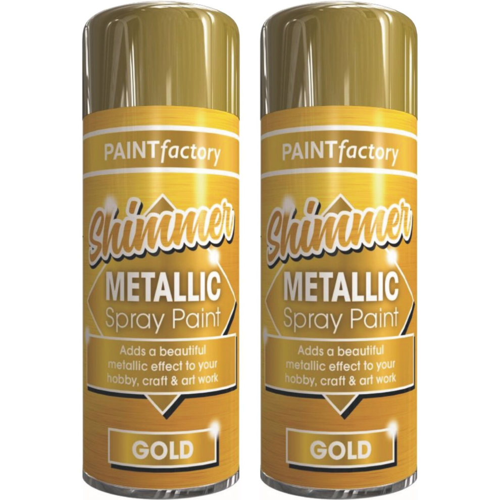2 x 200ml Shimmering Metallic Gold Spray Paint Matt Gloss Wood Metal