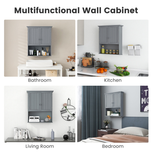 Casart Wall Mounted Cabinet Bathroom Vanity Storage Cupboard w/Adjustable Shelf 1