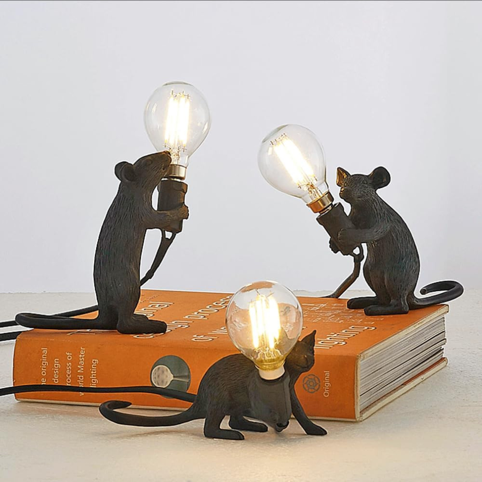 Unique Lamps Table Lamp Set Mouse Shape Resin Creative Desk Light Bedside Lamp Light Bedside Gift Decoration LED Bedroom Study Room Home Room Decor