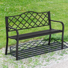 2 Seater Patio Garden Bench Outdoor Loveseat W/ Ergonomic Backrest & Armrest