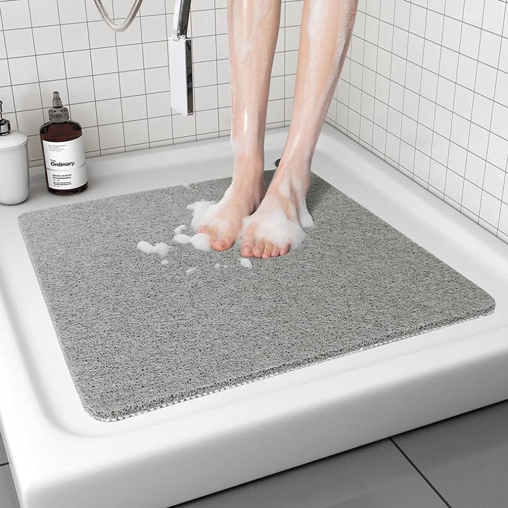 Tapis de douche antidérapant en loofah Tapis de bain 60x60cm Tapis de baignoire anti-moisissure
