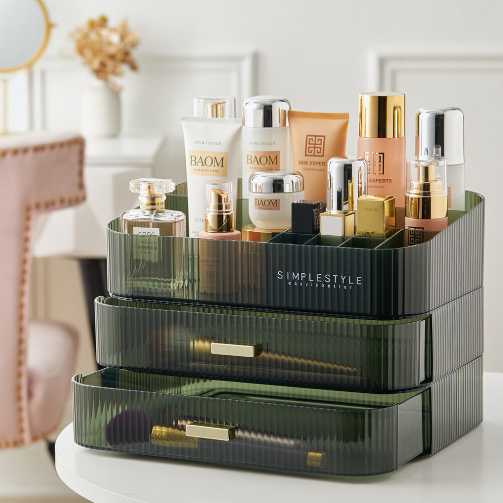 Cosmetic Skincare Organiser Tabletop Make-Up Storage Case 2 Drawers Box